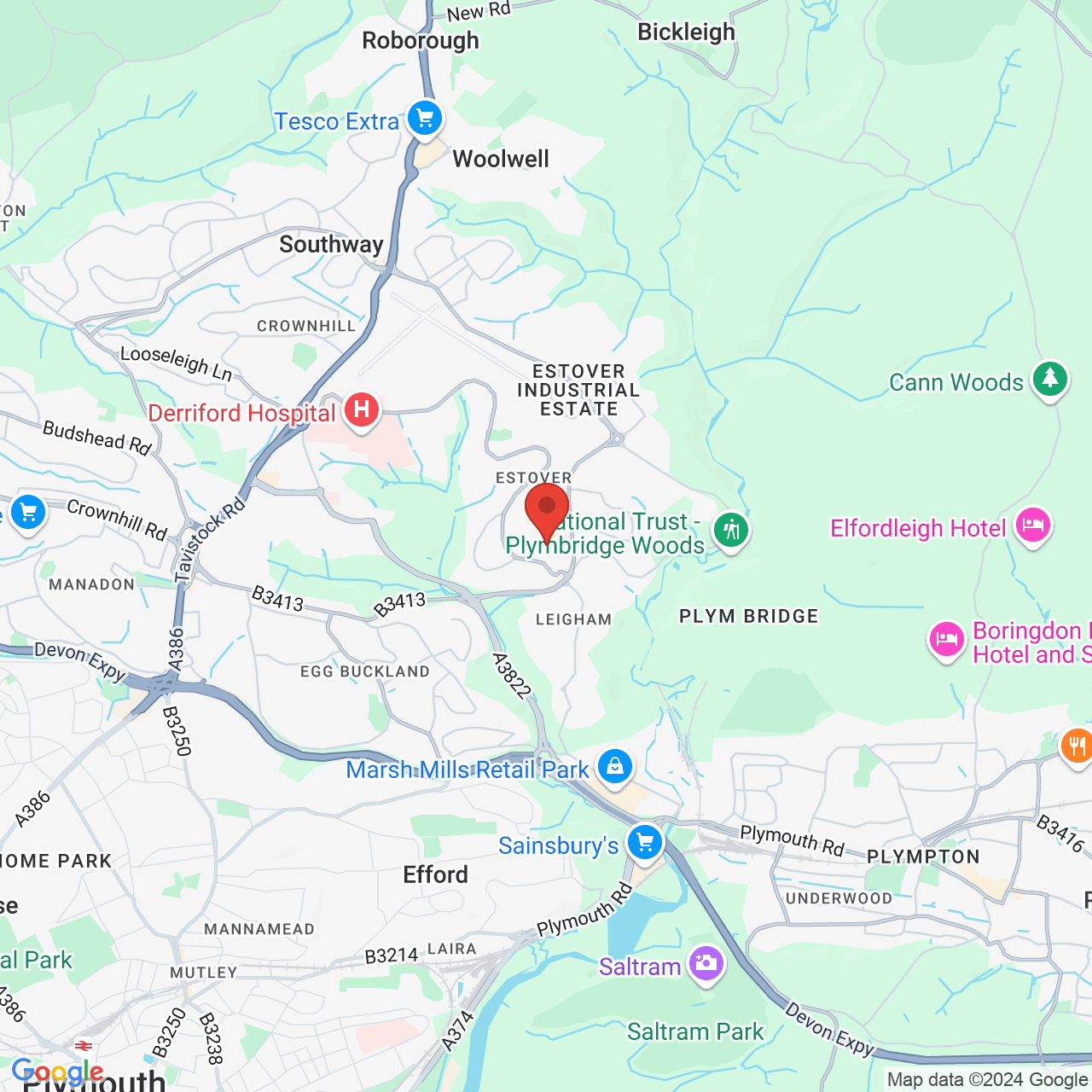 Map displaying vacancy location