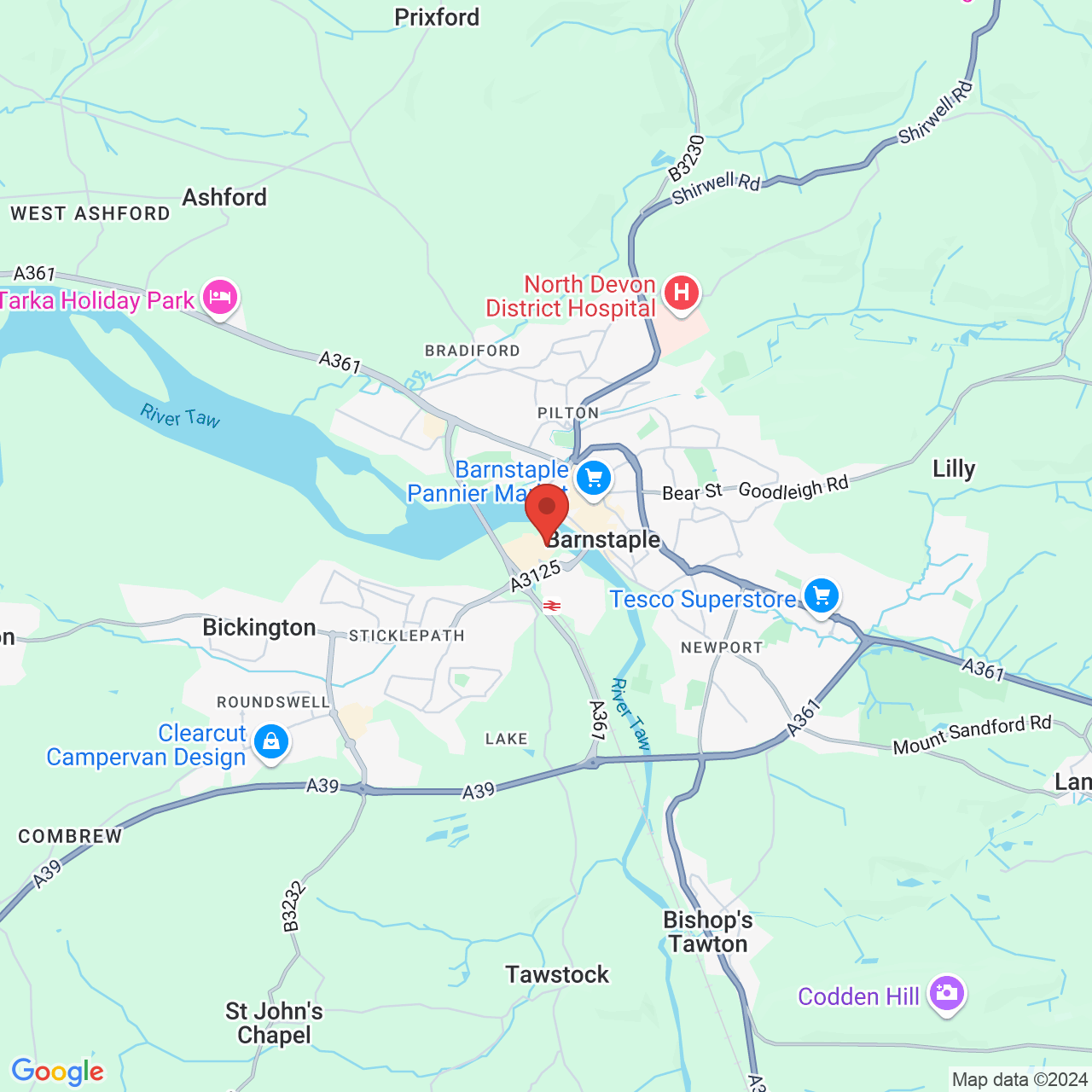 Map displaying vacancy location