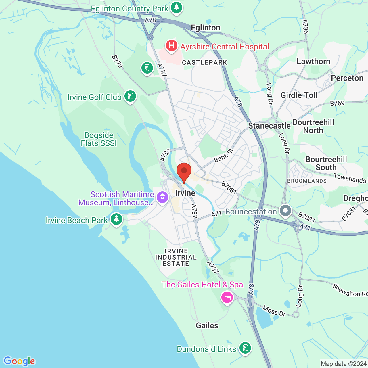 Map displaying vacancy location