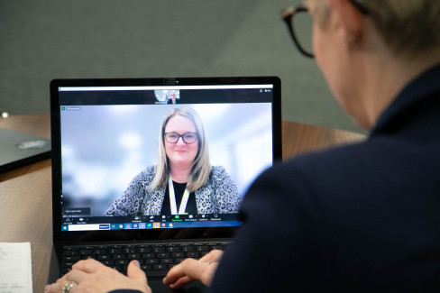 Colleague speaking on a Zoom meeting